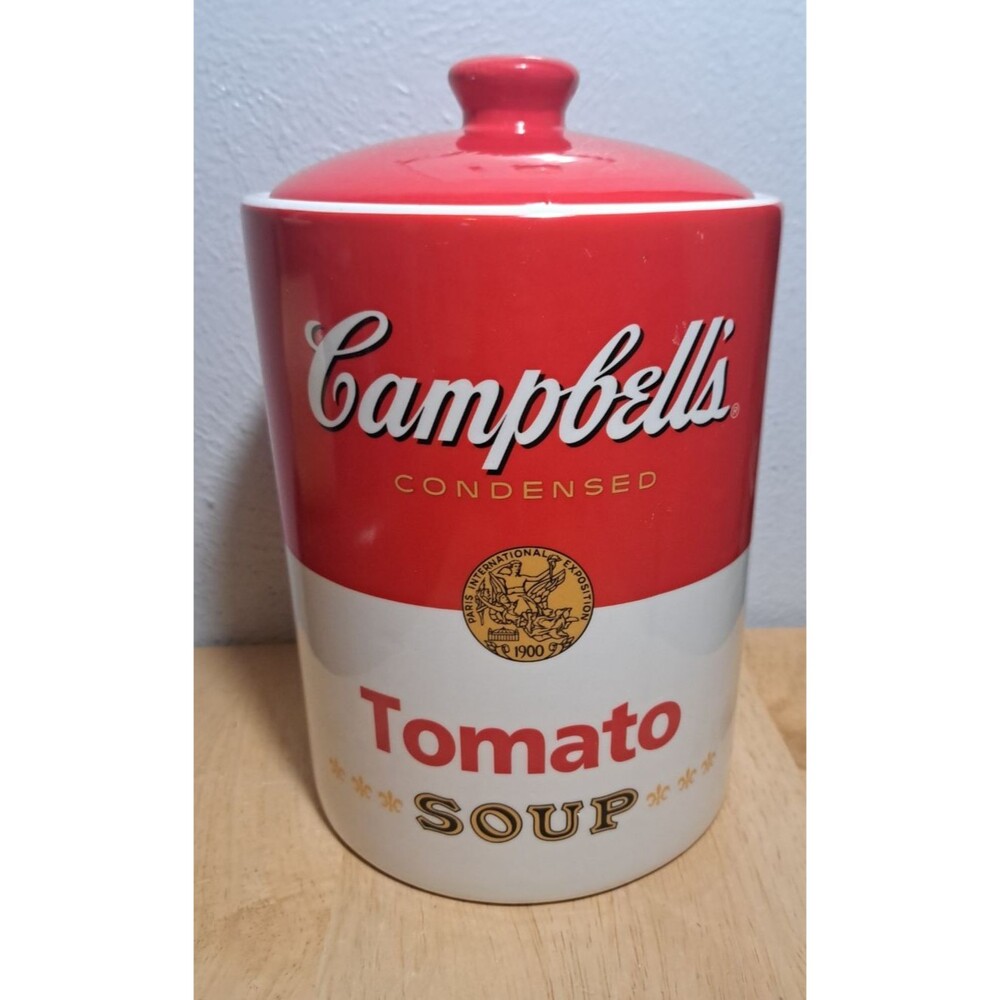 2018 Campbells Tomato Soup Cookie Jar, Canister & Lid Red/White